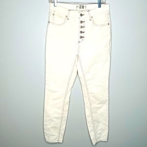 WE THE FREE OFF WHITE COTTON BUTTON FLY CORDUROY ANKLE PANTS 28